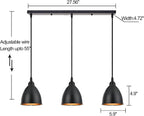 3-Lights Kitchen Island Pendant Light Industrial Farmhouse