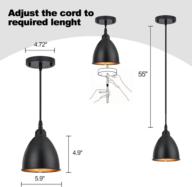3-Lights Kitchen Island Pendant Light Industrial Farmhouse