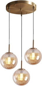 3 Lights Pendant Lighting Fixture with 15CM Glass