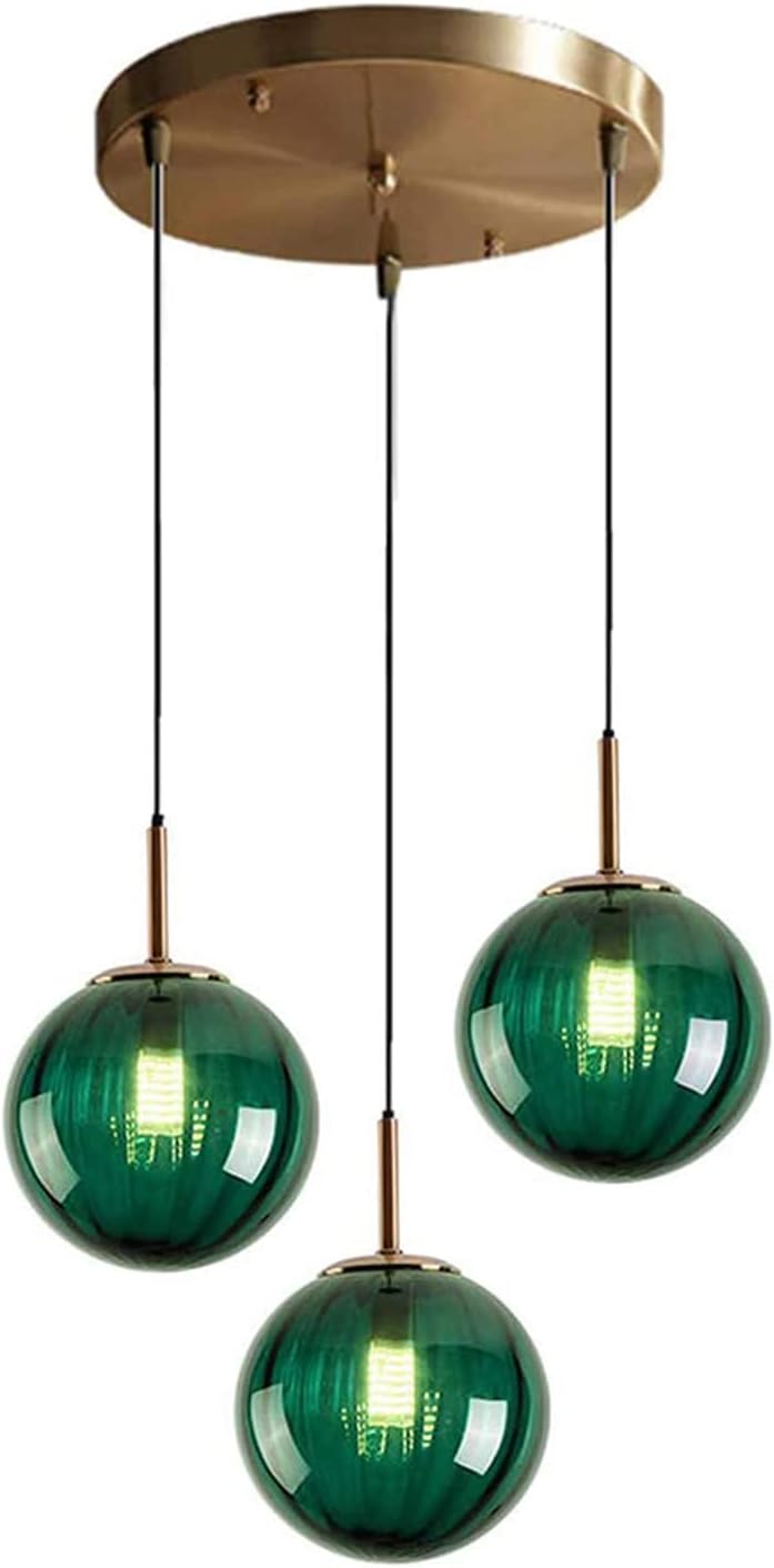 3 Lights Pendant Lighting Fixture with 15CM Glass