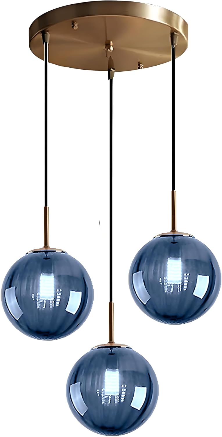 3 Lights Pendant Lighting Fixture with 15CM Glass