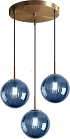 3 Lights Pendant Lighting Fixture with 15CM Glass