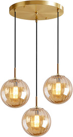 3 Lights Pendant Lighting Fixture with 15CM Glass