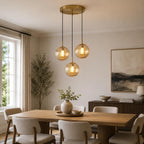 3 Lights Pendant Lighting Fixture with 15CM Glass