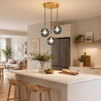 3 Lights Pendant Lighting Fixture with 15CM Glass
