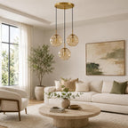 3 Lights Pendant Lighting Fixture with 15CM Glass