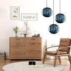 3 Lights Pendant Lighting Fixture with 15CM Glass
