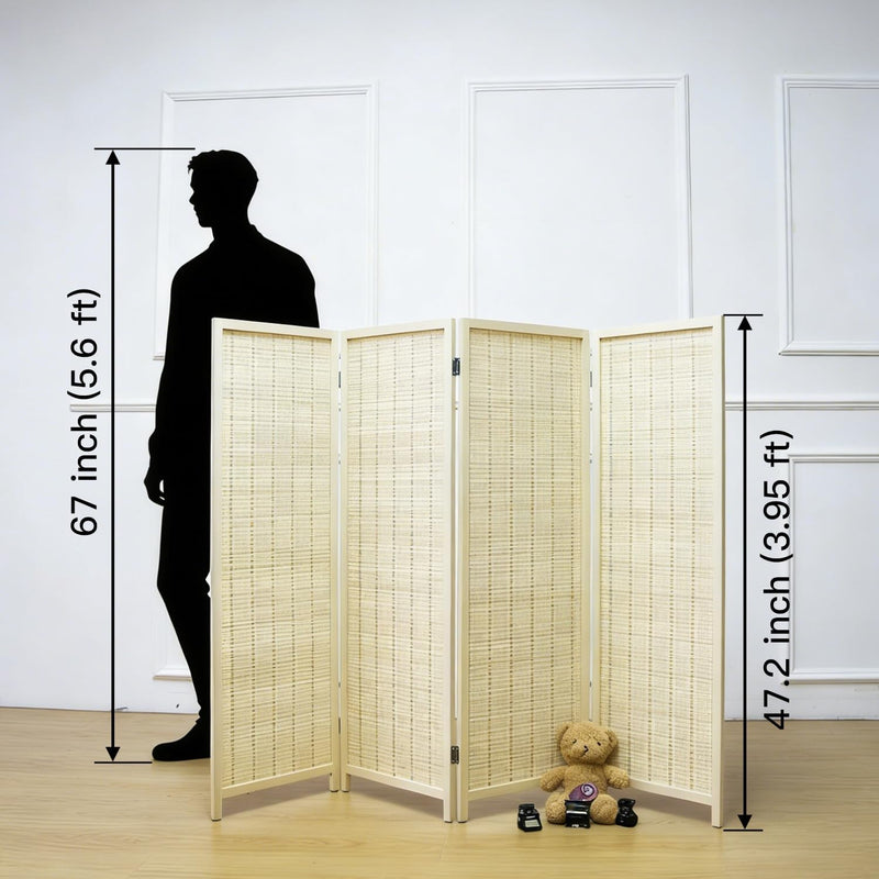 3 Panel Bamboo Room Divider Short Folding Screen