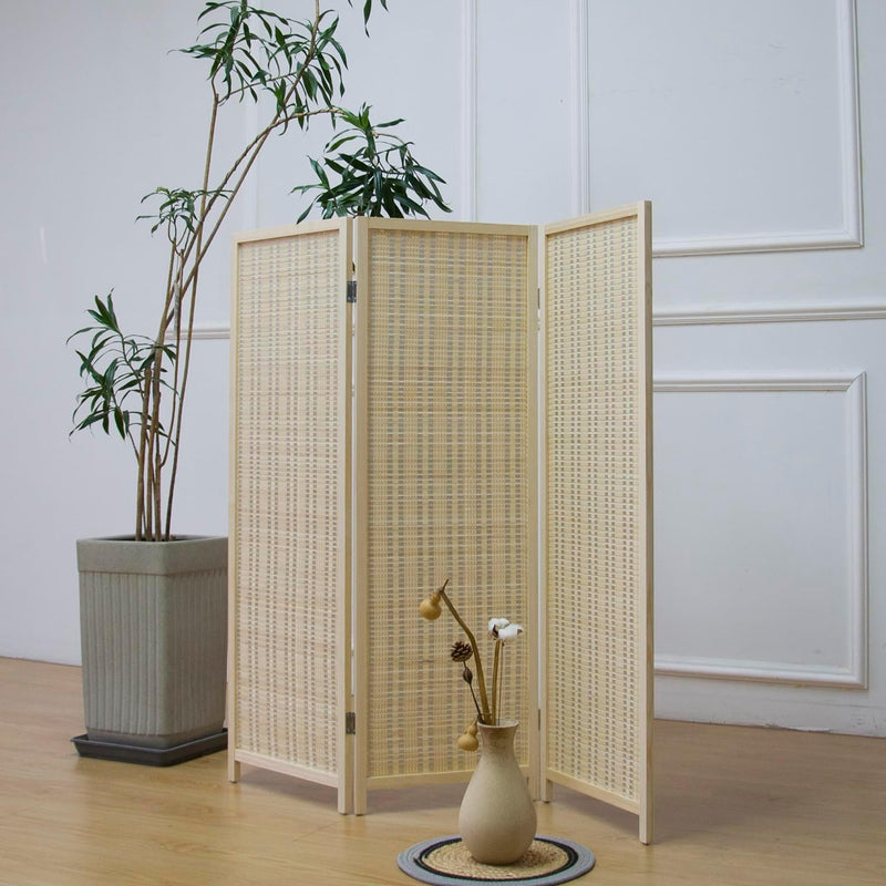 3 Panel Bamboo Room Divider Short Folding Screen