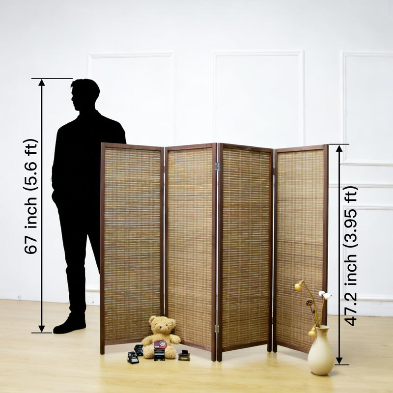 3 Panel Bamboo Room Divider Short Folding Screen