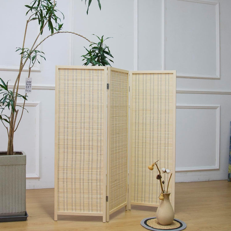 3 Panel Bamboo Room Divider Short Folding Screen