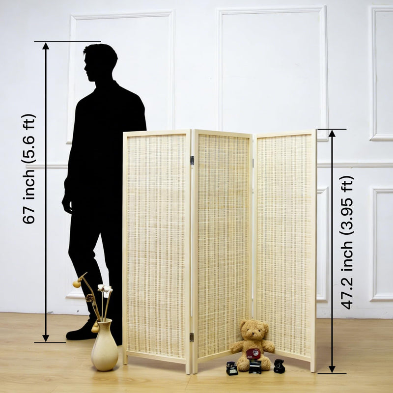 3 Panel Bamboo Room Divider Short Folding Screen