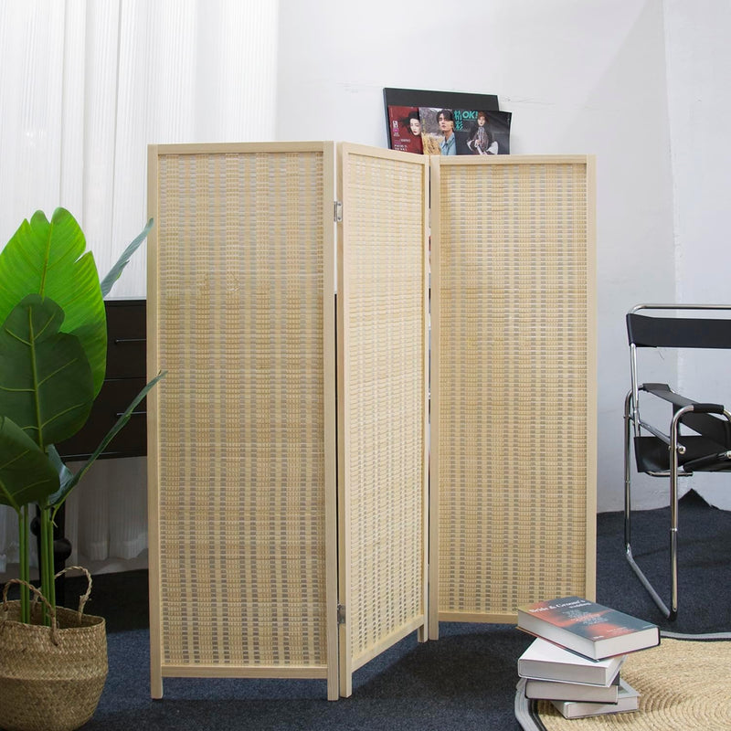 3 Panel Bamboo Room Divider Short Folding Screen