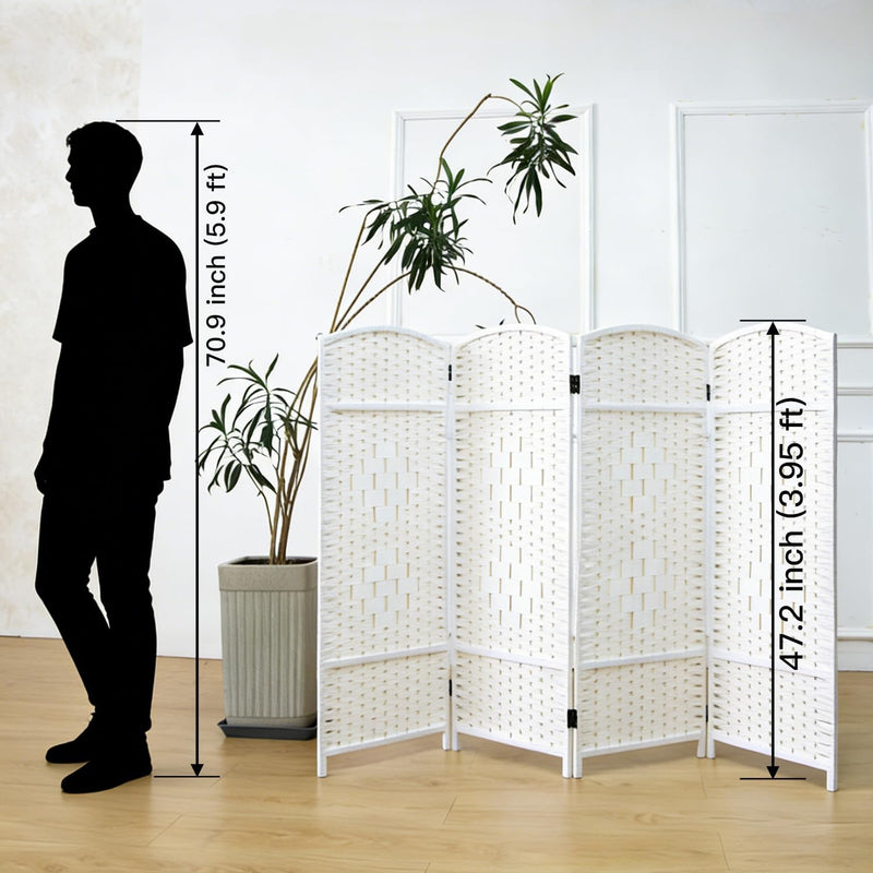 3 Panel Rattan Divider Short Room Partition Screen