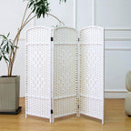 3 Panel Rattan Divider Short Room Partition Screen