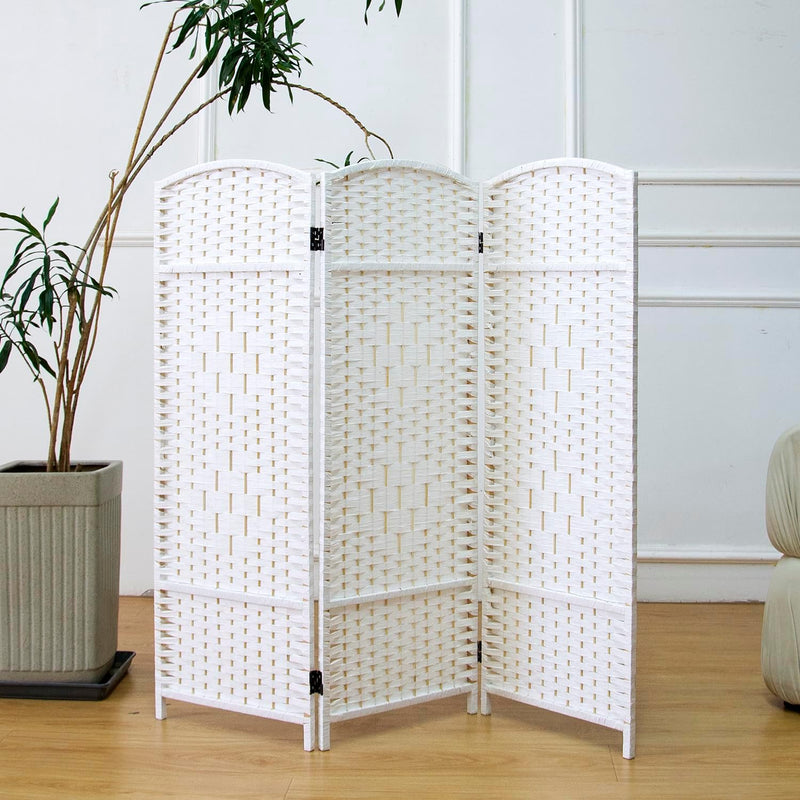 3 Panel Rattan Divider Short Room Partition Screen