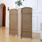 3 Panel Rattan Divider Short Room Partition Screen