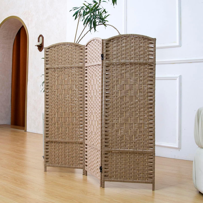 3 Panel Rattan Divider Short Room Partition Screen