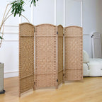 3 Panel Rattan Divider Short Room Partition Screen