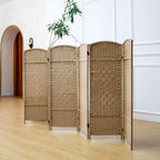 3 Panel Rattan Divider Short Room Partition Screen