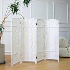 3 Panel Rattan Divider Short Room Partition Screen