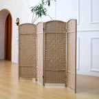 3 Panel Rattan Divider Short Room Partition Screen
