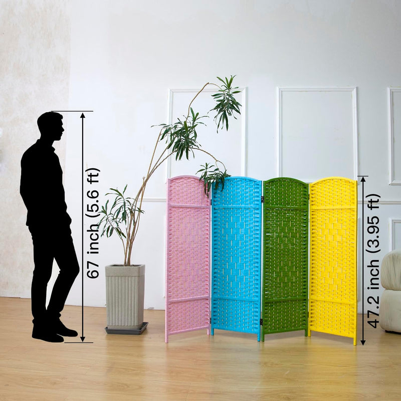 3 Panel Rattan Divider Short Room Partition Screen