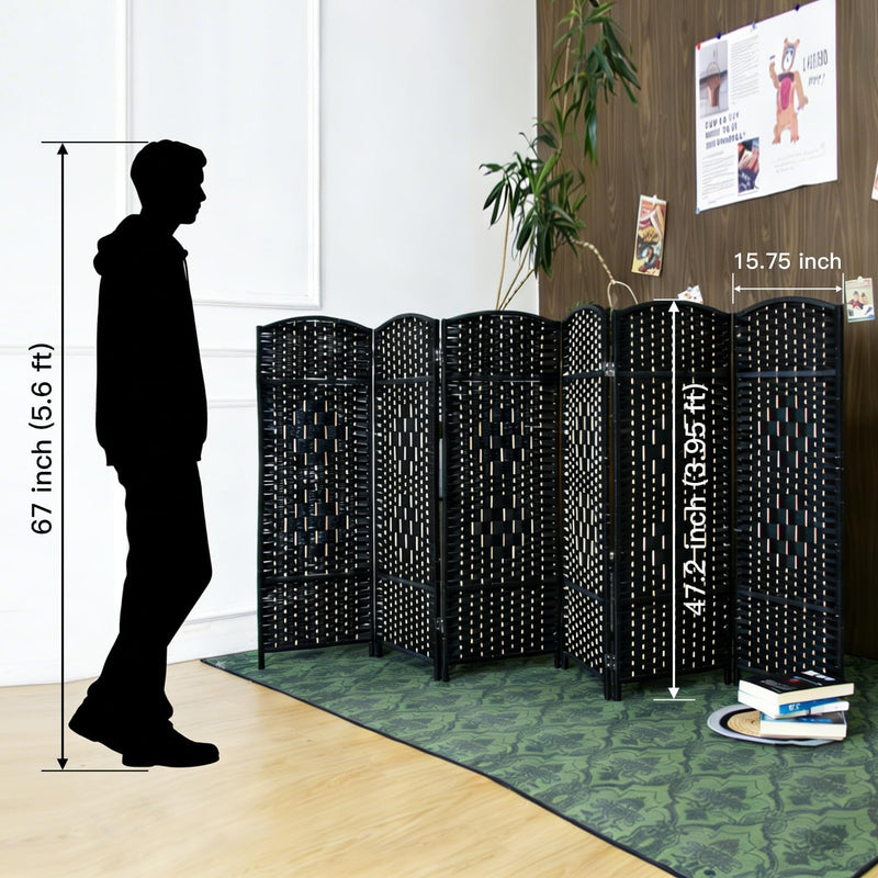 3 Panel Rattan Divider Short Room Partition Screen