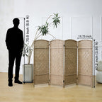 3 Panel Rattan Divider Short Room Partition Screen