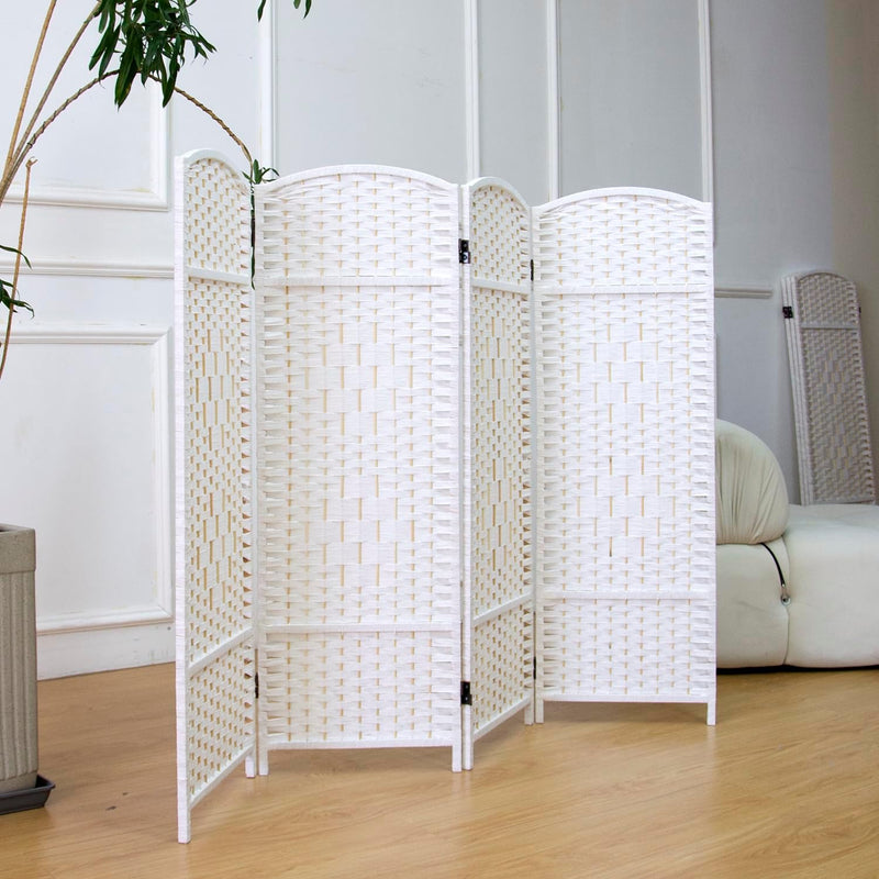 3 Panel Rattan Divider Short Room Partition Screen