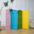 3 Panel Rattan Divider Short Room Partition Screen