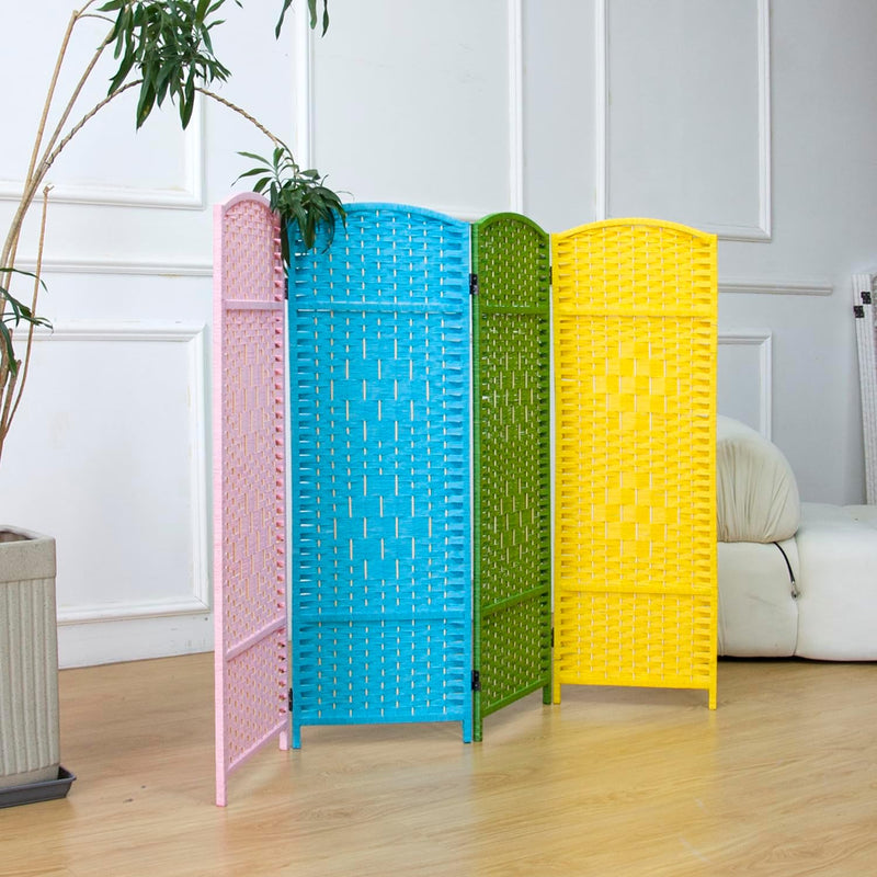3 Panel Rattan Divider Short Room Partition Screen