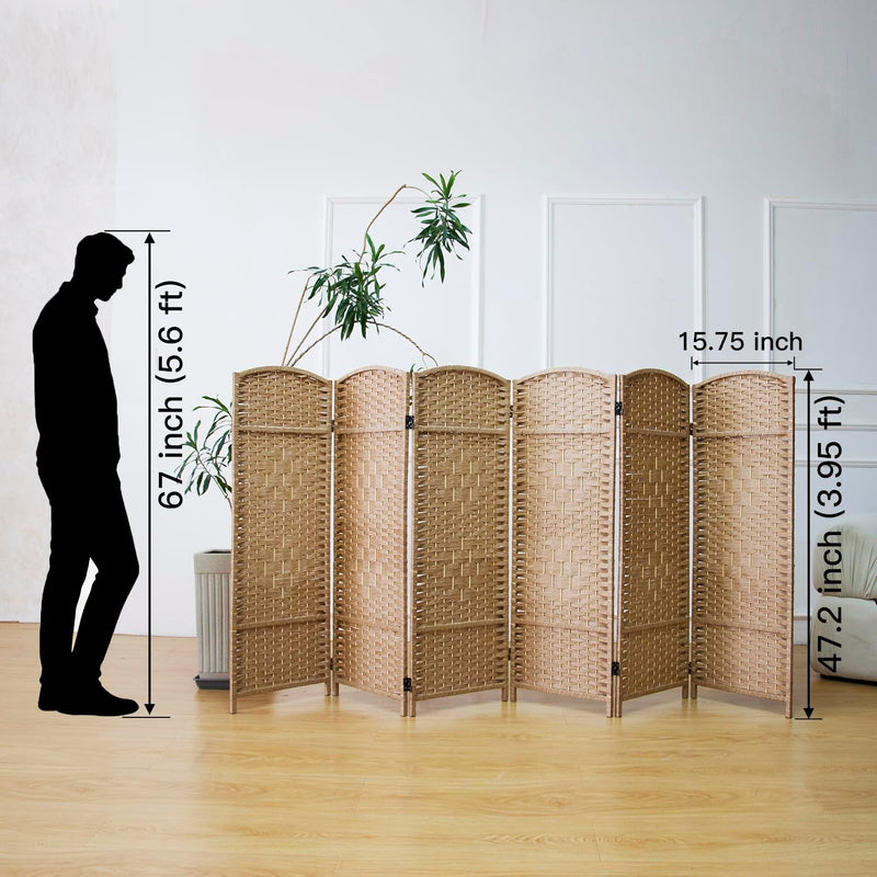 3 Panel Rattan Divider Short Room Partition Screen