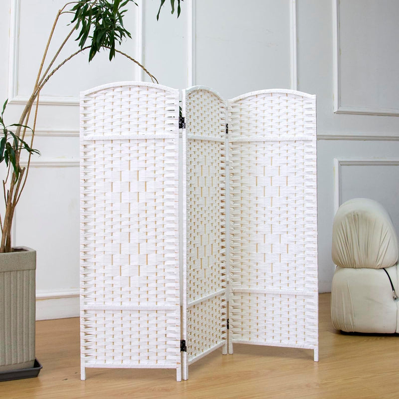 3 Panel Rattan Divider Short Room Partition Screen