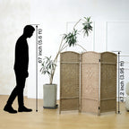3 Panel Rattan Divider Short Room Partition Screen