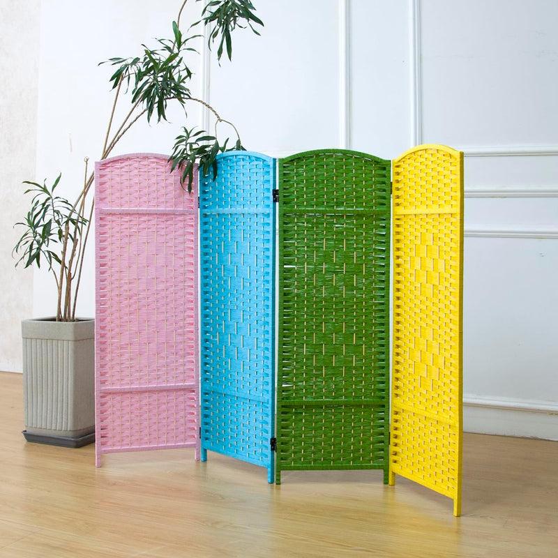 3 Panel Rattan Divider Short Room Partition Screen