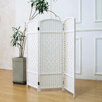3 Panel Rattan Divider Short Room Partition Screen