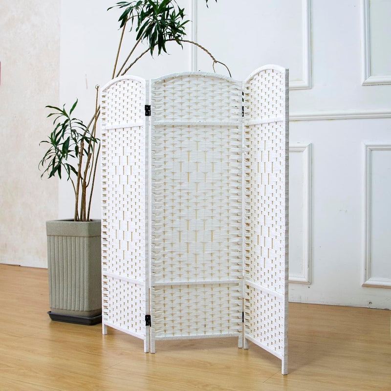 3 Panel Rattan Divider Short Room Partition Screen