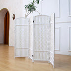 3 Panel Rattan Divider Short Room Partition Screen