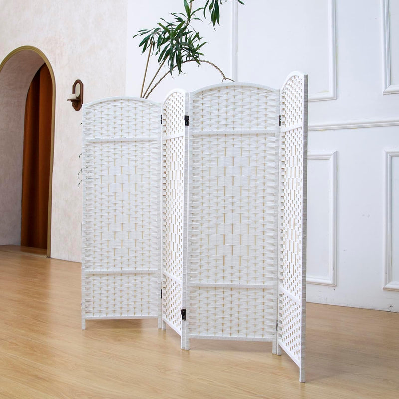 3 Panel Rattan Divider Short Room Partition Screen