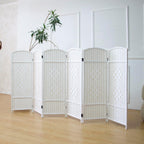 3 Panel Rattan Divider Short Room Partition Screen