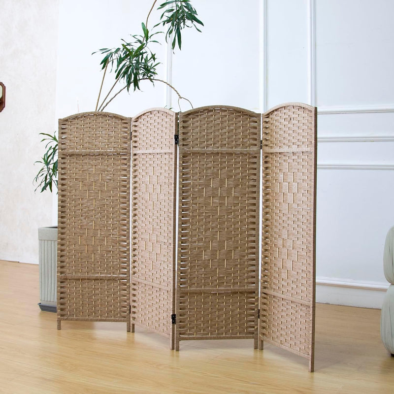3 Panel Rattan Divider Short Room Partition Screen