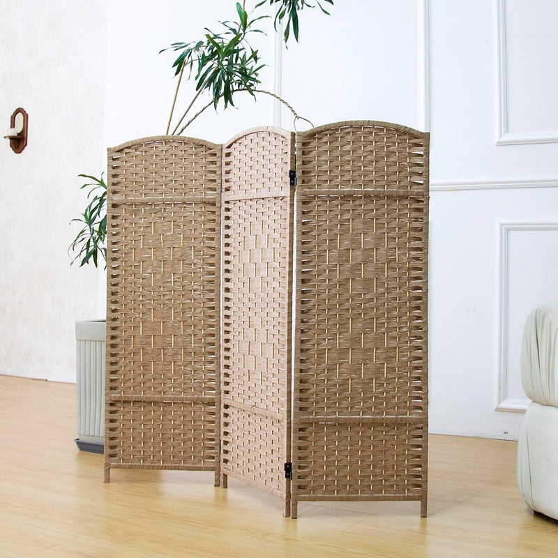 3 Panel Rattan Divider Short Room Partition Screen