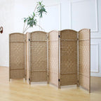 3 Panel Rattan Divider Short Room Partition Screen