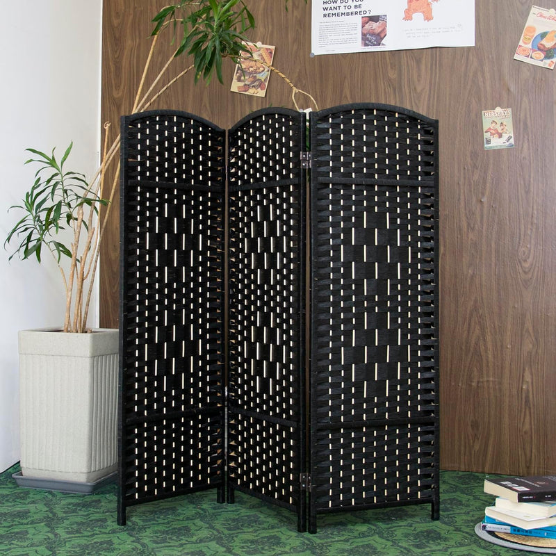 3 Panel Rattan Divider Short Room Partition Screen
