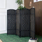 3 Panel Rattan Divider Short Room Partition Screen
