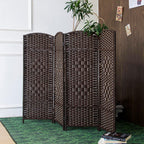 3 Panel Rattan Divider Short Room Partition Screen