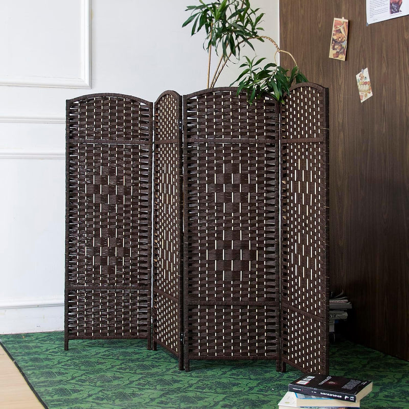 3 Panel Rattan Divider Short Room Partition Screen