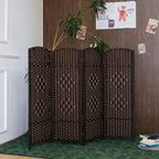 3 Panel Rattan Divider Short Room Partition Screen