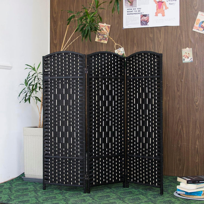 3 Panel Rattan Divider Short Room Partition Screen